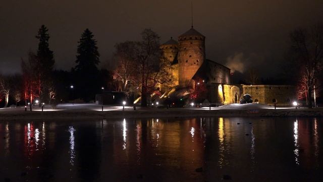 Olavinlinna color lighting winter scenery 4K смотреть онлайн