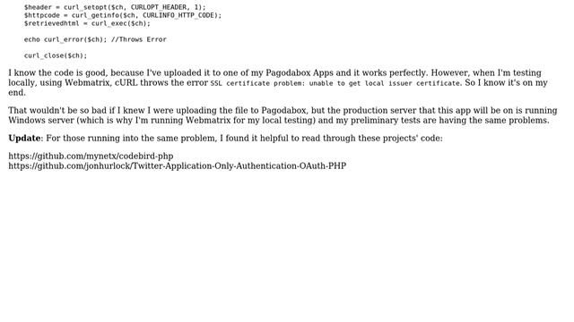 DevOps & SysAdmins: Webmatrix SSL certificate: 'unable to get local issuer certificate' смотреть онлайн