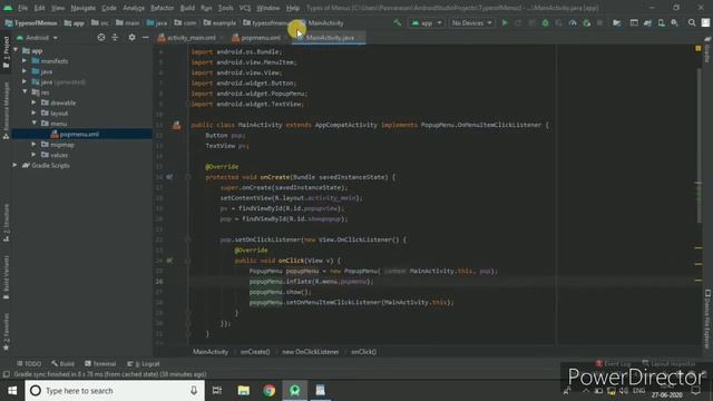 How to create Popup menu in android studio | Android Menus смотреть онлайн