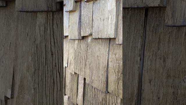 обзор фасада, соломенного дома дубовый гонт.