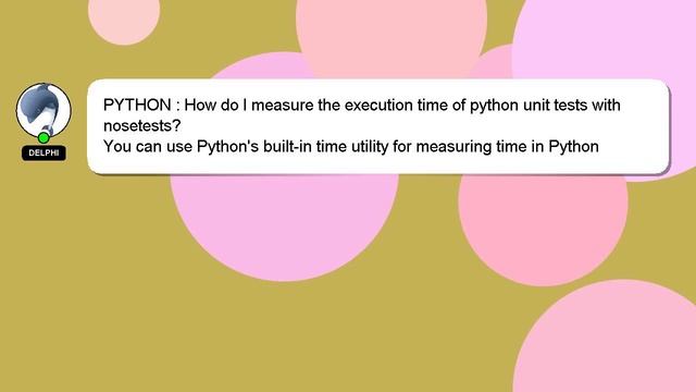 PYTHON : How do I measure the execution time of python unit tests with nosetests? смотреть онлайн