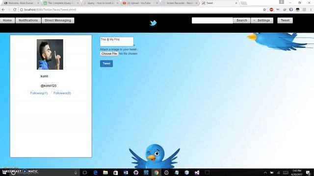 Twiter Project Using Java, JSF, Glassfish Server, HTML, CSS, PrimeFaces смотреть онлайн