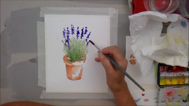 Watercolour paint this 'Pot of Lavender' in 10 minutes. Plus FREE course, see below. смотреть онлайн
