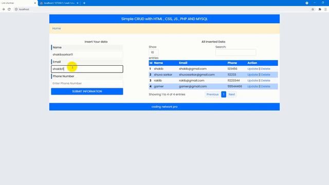 HTML, CSS, JS, PHP AND MYSQL crud part 2 | php crud |coding network pro смотреть онлайн