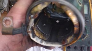 Проверка обмоток стартера.  Checking the starter windings.