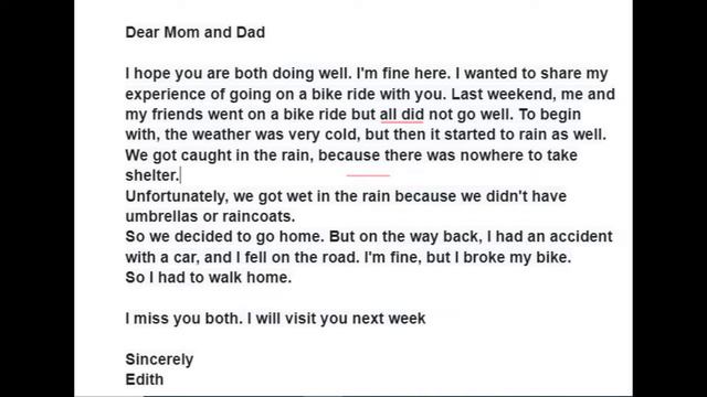 Letter to Parents: Describe what you did last weekend, describing an accident. email, note, postcar смотреть онлайн