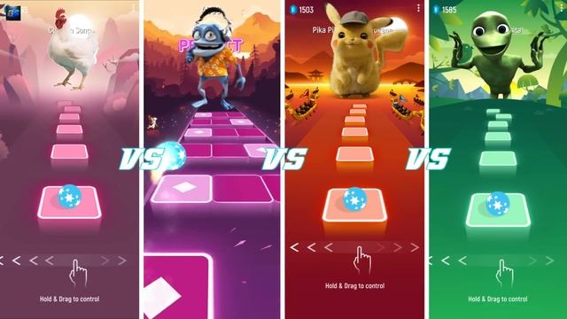 Chicken Song Vs Crazy Frog Vs Pikachu Vs Alien Dance | Tiles Hop EDM Rush смотреть онлайн
