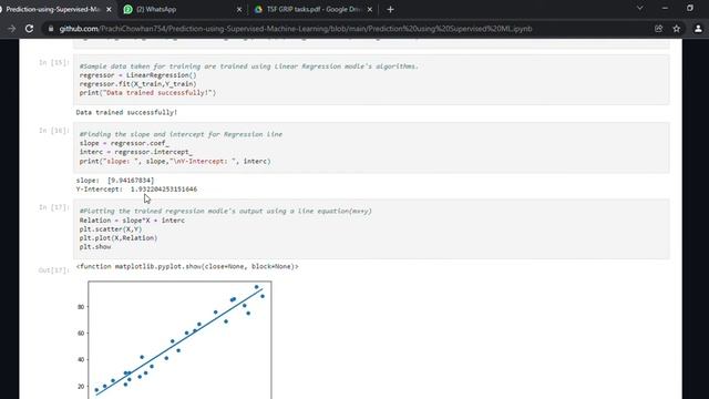 TSF GRIP #task1 Prediction using Supervised Machine Learning. смотреть онлайн