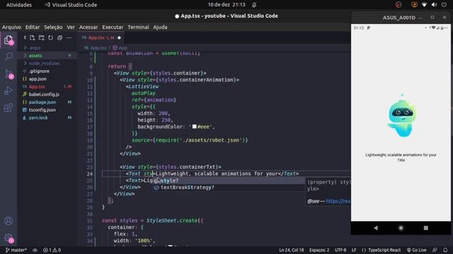 #01 Criando layout com React Native usando Typescript e Lottie para animações com JSON. смотреть онлайн