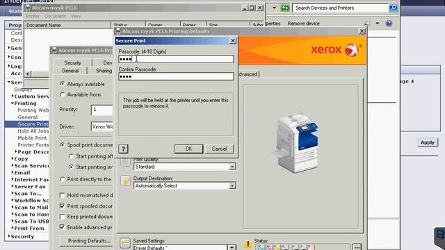 Xerox passcode or PIN print, Secure Print смотреть онлайн