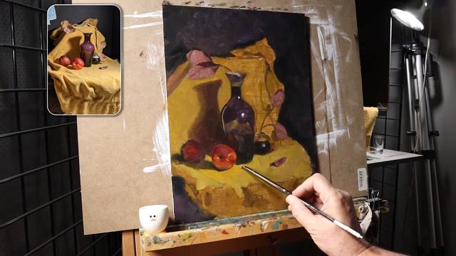 Nectarines oil sketch still life in time lapse oil painting part 4 смотреть онлайн