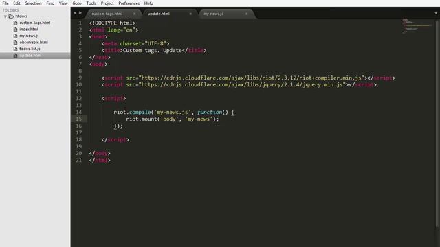 RiotJS. Пользовательские теги. Обновления. смотреть онлайн