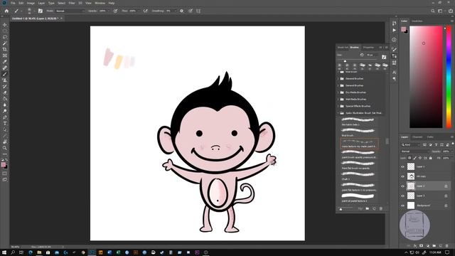 Simple color cute monkey illustration смотреть онлайн