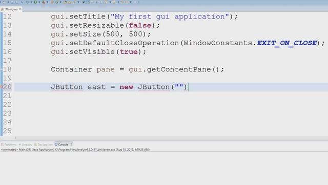 ContentPane, BorderLayout, JButtons (Java Swing) смотреть онлайн