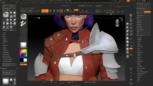 Текстурирование в ZBRUSH + Рендер в MARMOSET | Knight Girl Zbrush Marmoset