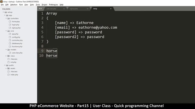 #15 PHP Ecommerce website development | User class | MVC OOP - Quick programming смотреть онлайн