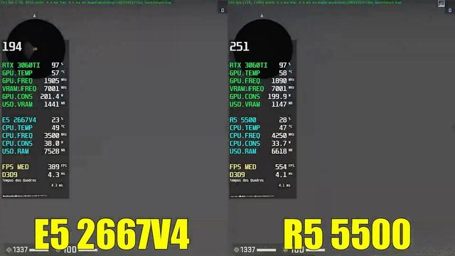 Fiz O COMPARATIVO Do XEON 2667v4 Vs AMD RYZEN 4500, 3600 E 5500