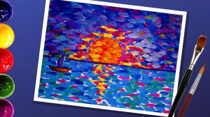 Как нарисовать закат на море #морскойпейзаж #какнарисоватьморе #рисуемморе #рисуемзакат