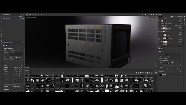 TEXTURING a 90's CRT Monitor in SUBSTANCE PAINTER | 3D Texturing Timelapse смотреть онлайн