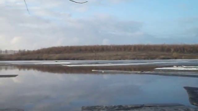 Хмелёвский пруд в половодье. Водоёмы Лебедянского района смотреть онлайн