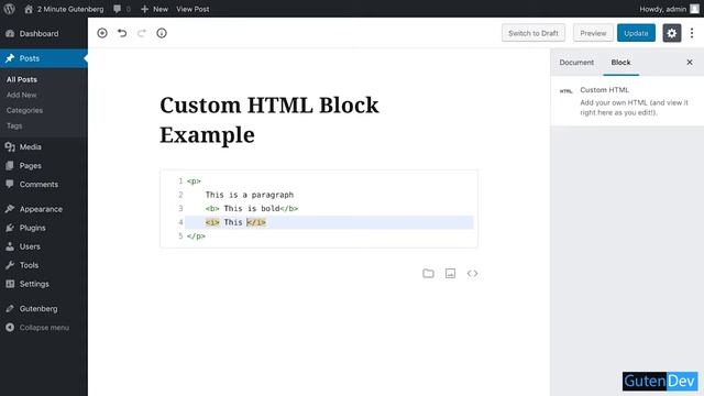 2 Minute Gutenberg - Formatting Blocks - Custom HTML - WordPress 5.0 смотреть онлайн