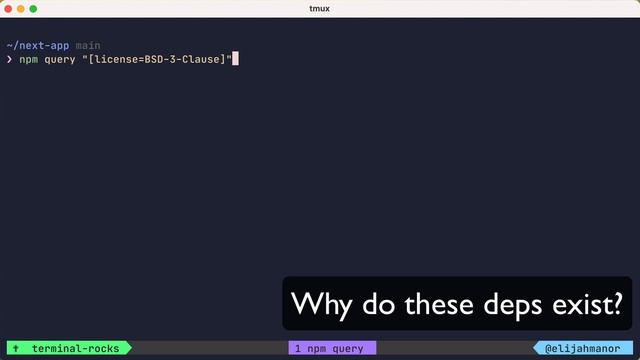 Use npm query and jq to dig into your dependencies смотреть онлайн