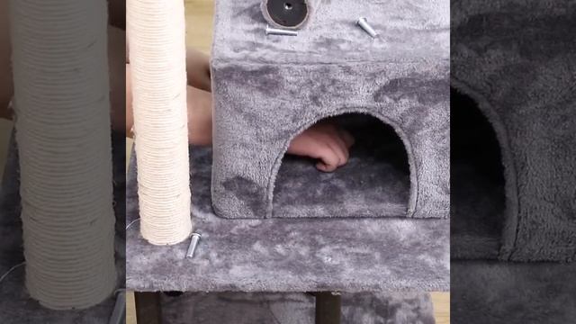 Домик для кошки с когтеточкой и лежанкой.Игровой комплекс с Алиэкспресс. смотреть онлайн