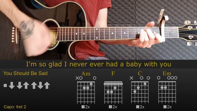 Halsey - You Should Be Sad | Easy Guitar Lesson Tutorial with Chords/Tabs and Lyrics смотреть онлайн