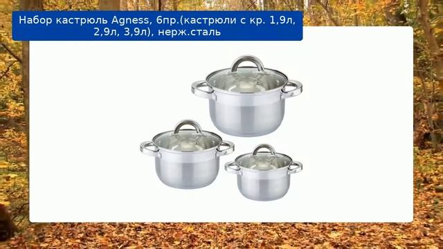 Набор кастрюль Agness, 6пр.(кастрюли с кр. 1,9л, 2,9л, 3,9л), нерж.сталь обзор смотреть онлайн