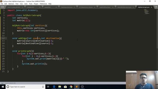 Graph implementation in Java using Adjacency Matrix representation смотреть онлайн