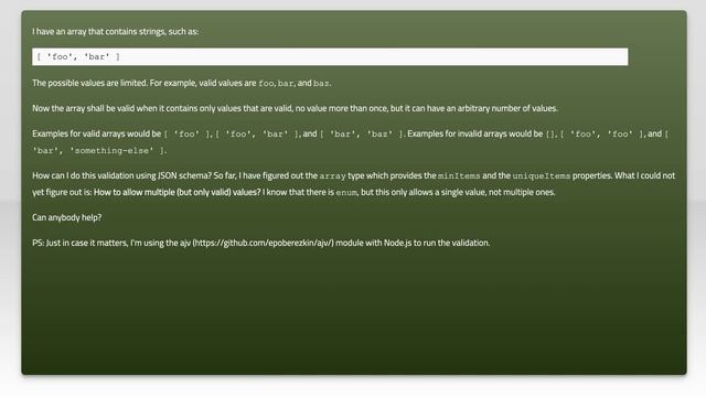 Multi-value enum in JSON schema? смотреть онлайн