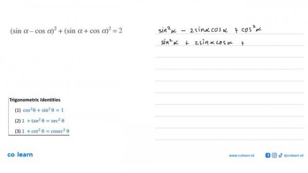 (sin alpha-cos alpha)^2+(sin alpha+cos alpha)^2=2