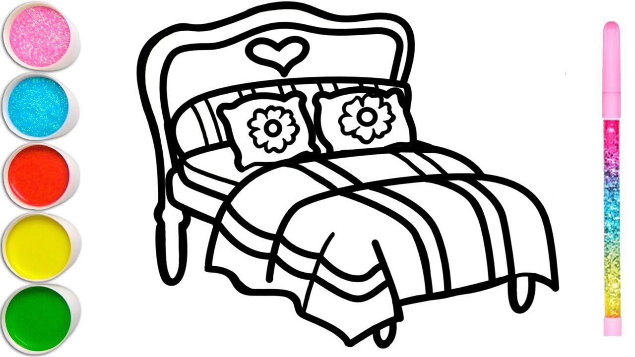 How to draw a bed, a bride and groom, a cake, a house, a kitchen for children смотреть онлайн