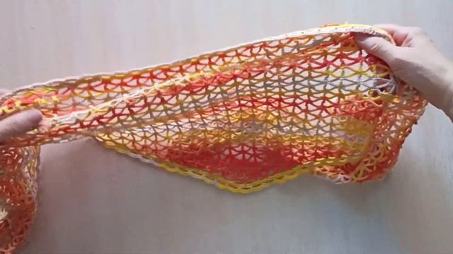 Бактус/шарф/крючком. Ажурная сетка из пряжи Ализе белла батик смотреть онлайн