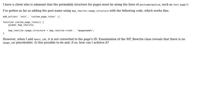 Wordpress: How can I add a page's ID to its permalink using WP_Rewrite? смотреть онлайн