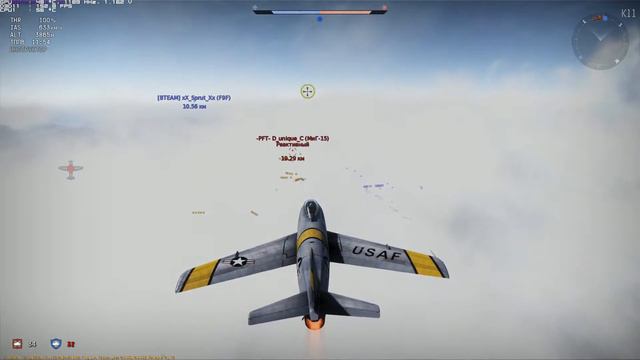 War Thunder. Lucky Sabres F86-F2 vs MiG15. смотреть онлайн