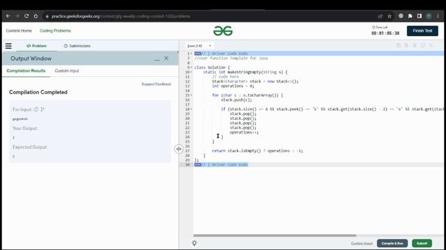 GFG Weekly Coding Contest - 120 solution || Empty the String solution || c++ || java ||python смотреть онлайн