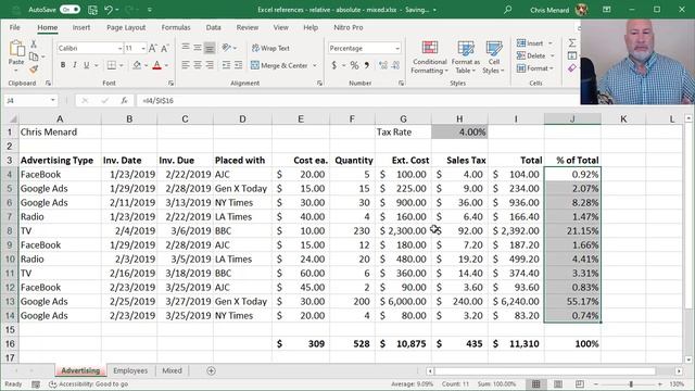 Switching between relative, absolute, and mixed references in Excel by Chris Menard смотреть онлайн