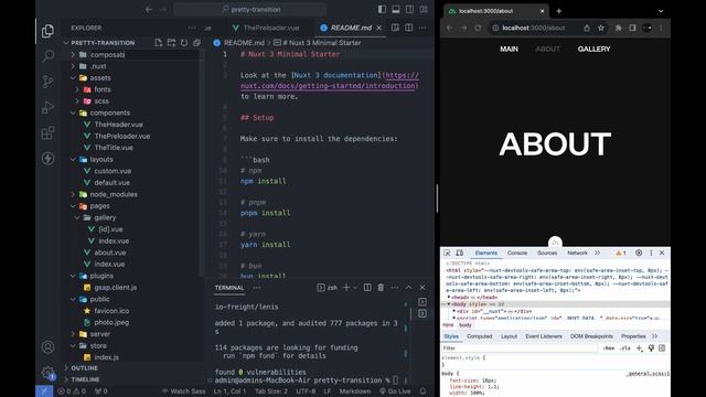 Nuxt 3 Seamless Transition Between Pages. Gsap, ScrollTrigger, Scroll Lenis