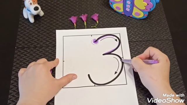 Учимся писать цифру 3 смотреть онлайн