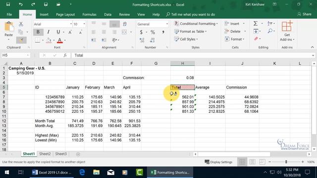 Microsoft Excel 2019: Formatting Shortcuts смотреть онлайн