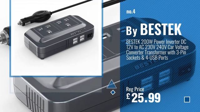 Top 10 Vehicle Power Inverters [2018]: BESTEK 200W Power Inverter DC 12V To AC 230V 240V Dual
