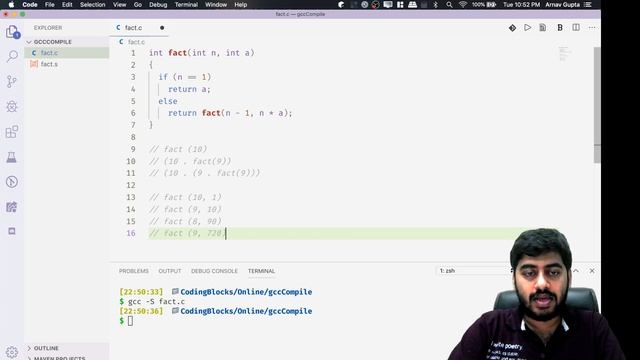 Tail Call Optmisation with GCC -O3 flag [Arnav Gutpa] - understanding compiler optimizations смотреть онлайн