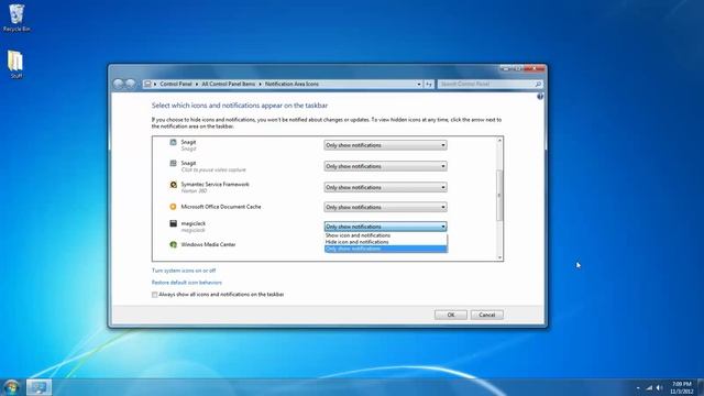 Windows 7: Notification Area Icons смотреть онлайн