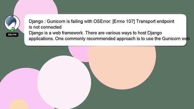 Django : Gunicorn is failing with OSError: [Errno 107] Transport endpoint is not connected смотреть онлайн