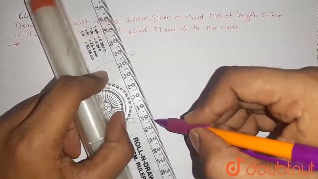 Draw a circle with radius 3.4 cm.Draw a chord MN of length | Class 10 Maths | Doubtnut смотреть онлайн