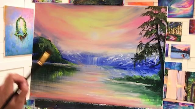 HOW TO PAINT AN EASY LANDSCAPE ? ACRYLIC PAINTING | STEP BY STEP