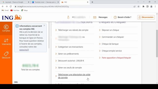 Обзор Онлайн Банк ING, ING BANK interface, Французский банк, счет во французском банке. смотреть онлайн