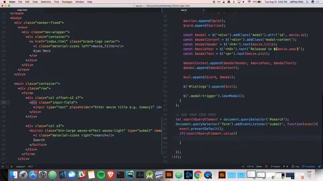 AJAX with OMDB API exercise walkthrough смотреть онлайн