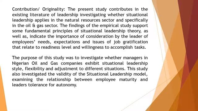 Exploration of Suitability of Situational Leadership in the Oil and Gas Sector JSER 21 10 30 смотреть онлайн